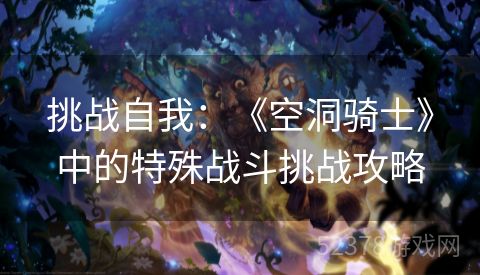 挑战自我：《空洞骑士》中的特殊战斗挑战攻略
