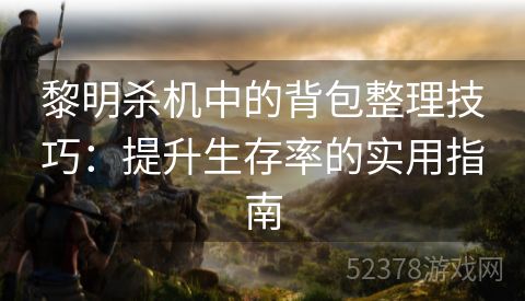 黎明杀机中的背包整理技巧：提升生存率的实用指南