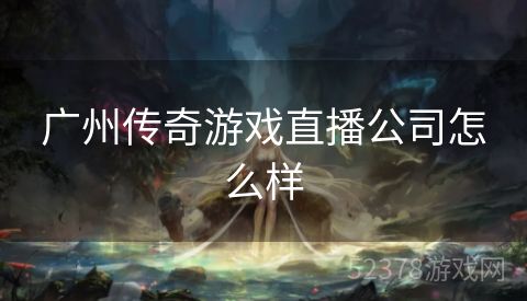 广州传奇游戏直播公司怎么样