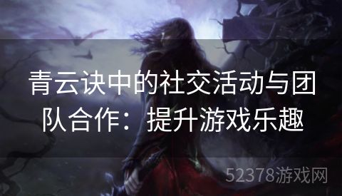 青云诀中的社交活动与团队合作：提升游戏乐趣