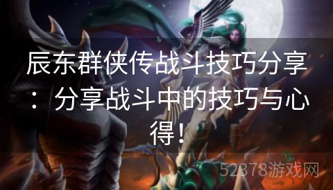 辰东群侠传战斗技巧分享：分享战斗中的技巧与心得！