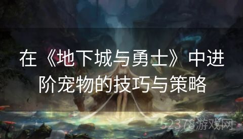 在《地下城与勇士》中进阶宠物的技巧与策略