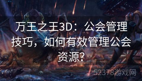 万王之王3D：公会管理技巧，如何有效管理公会资源？